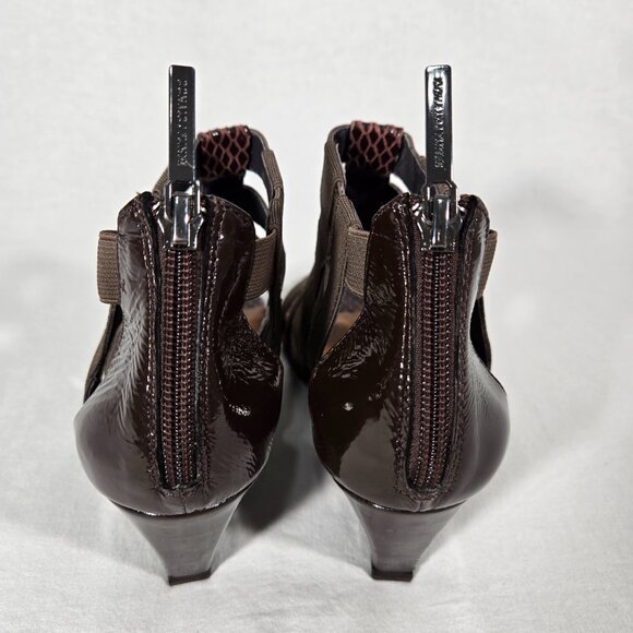 DONALD J PLINER Pira BROWN Watersnake & Stretchy Strappy Ankle Wedge Sandals 8M. - Picture 5 of 17